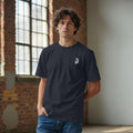 Man wearing a black t-shirt with Moon Phases design print