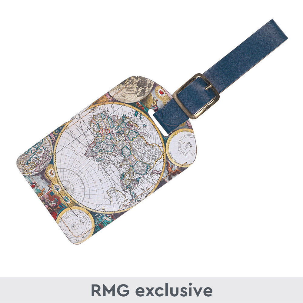 World Map Recycled Leather Luggage Tag - 