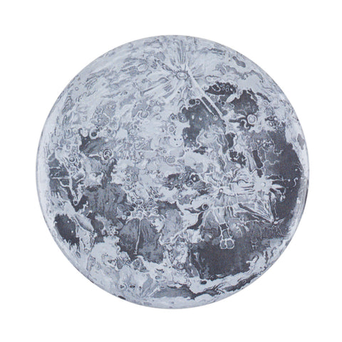 Image of a Map of the Moon with craters and surface features on a pocket mirror
