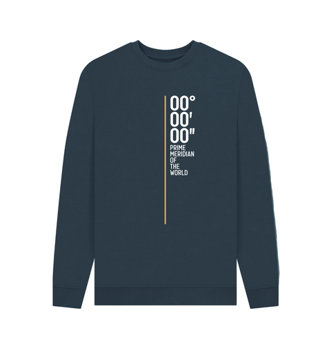 Navy Blue Prime Meridian of the World Printed Sweatshirt with zero degrees logo 