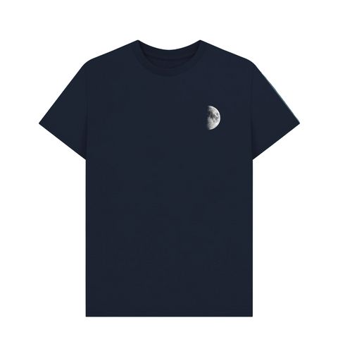 Navy Blue t-shirt with a half moon graphic on the chest