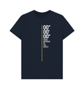 Navy Blue tshirt with Prime Meridian of the World writing and zero degrees longitude logo