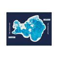 Map of the ocean on a blue background with 'The Ocean Map' branding.