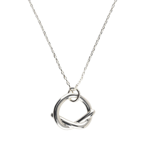 Silver necklace with a unique knot design pendant 