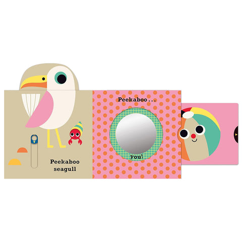 Pull-out pages showing peekaboo seagull and beach ball