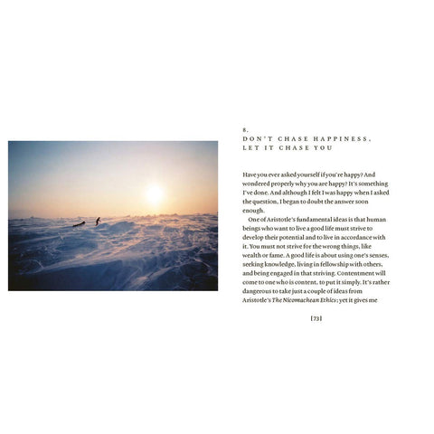 A book or magazine interior page with a landscape photograph on the left showing a sunset over water with two small birds, a block of poetry on the right, and a block of text below, with the page number 1731 at the bottom.