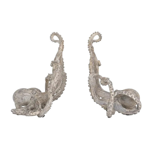 Decorative silver octopus bookends