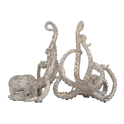 Decorative silver octopus bookends