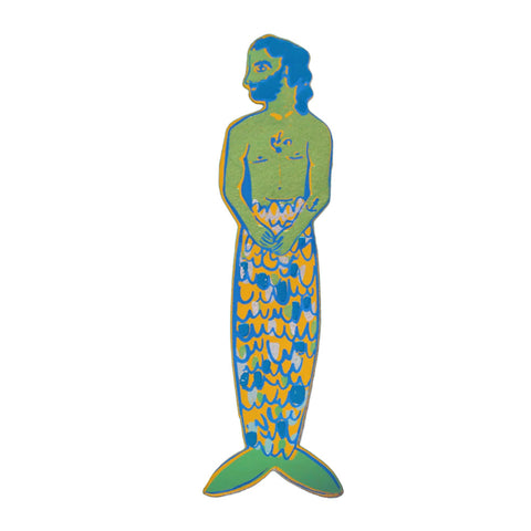 Colourful yellow mer-man bookmark 