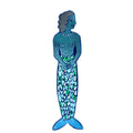 Mermaid bookmark with blue scales and green accents 