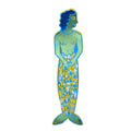 Colourful mermaid bookmark with blue hair and yellow patterned tail 
