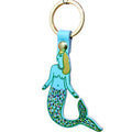 Turquoise mermaid keychain with a gold ring
