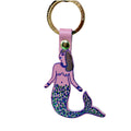 Pink Mermaid keychain with a pink top and green tail 