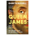 Book cover of 'Queen James' by Gareth Russell with a portrait on 