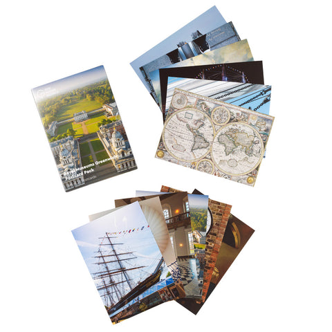 Collection of postcards with various images of Royal Museums Greenwich objects and sites