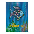 Book cover of 'The Rainbow Fish' with a colorful fish illustration on a blue underwater background.
