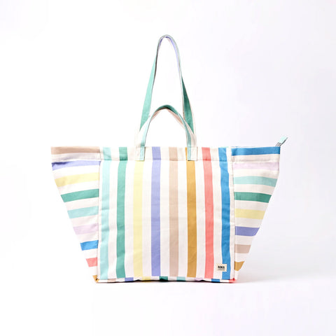 Multicoloured striped tote bag 