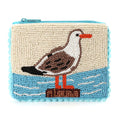 Beaded pouch with a seagull design 