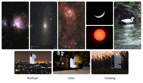 Collage of astronomy constellations showcasing Seestar S30 photography capabilities
