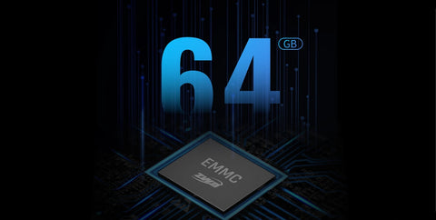 64GB EMMC chip with digital design on a dark background