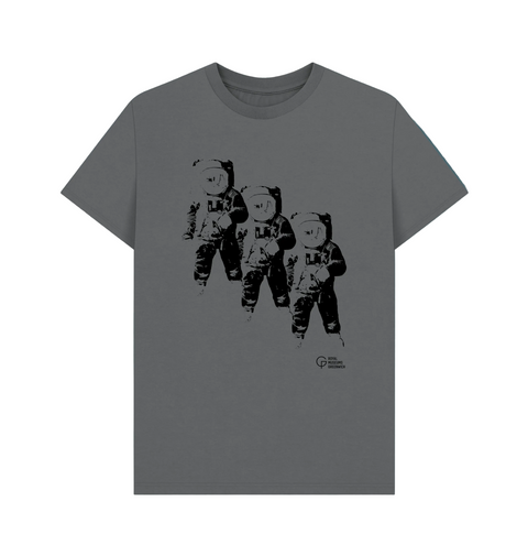 Slate Grey t-shirt with a design of three astronauts on the front