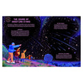 Illustration of people watching shooting stars with educational text about meteor showers.