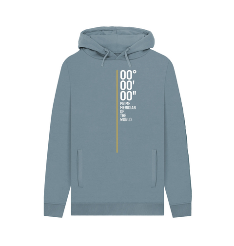 Stone Blue Printed Prime Meridian of the World logo hoodie