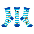 socks with striped design and people swimming on 