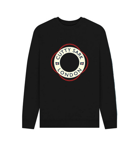 Black sweatshirt with Cutty Sark Life Ring design