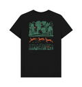 Black T-shirt with Greenwich Park design of trees and deer Back