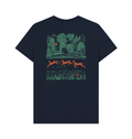 Navy Blue Greenwich Park T-shirt Back with Trees and Deer design