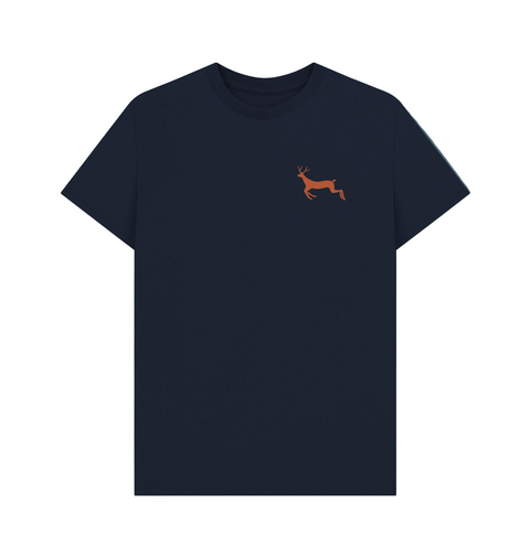 Navy Blue Greenwich Park Printed T-shirt with a single red deer on the chest