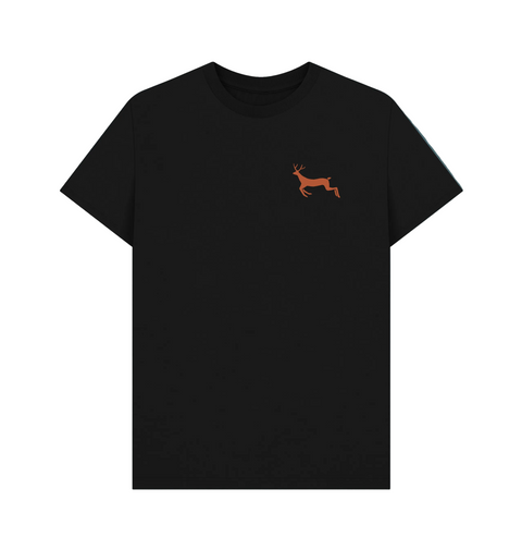 Black Greenwich Park Printed T-shirt with a red deer on the chest