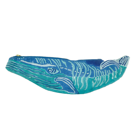 Blue whale-shaped fabric pouch 