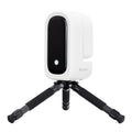 A white and black ZWO Seestar S50 Pro telescope on a black tripod