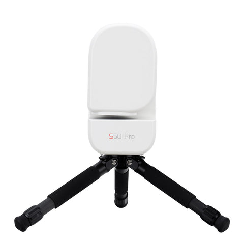 A white and black S50 Pro handheld telescope with black tripod