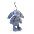 multicolour plush bunny bag charm side view