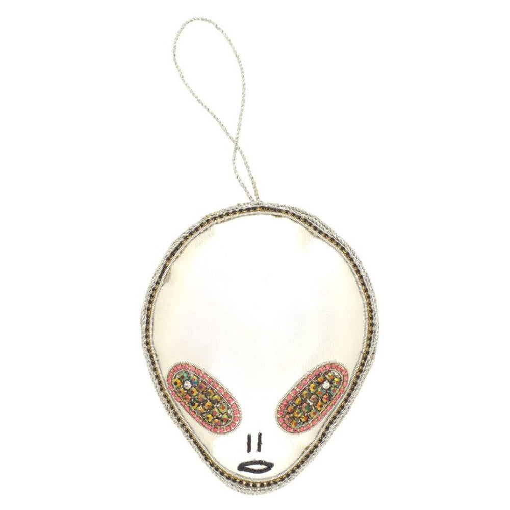 Silver Alien Head Decoration - 