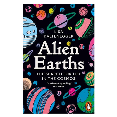Alien Earths book cover featuring colourful illustrations of planets 