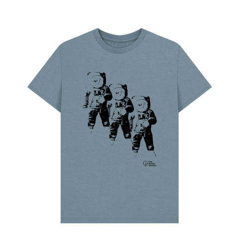 Blue t-shirt with black astronauts graphic 