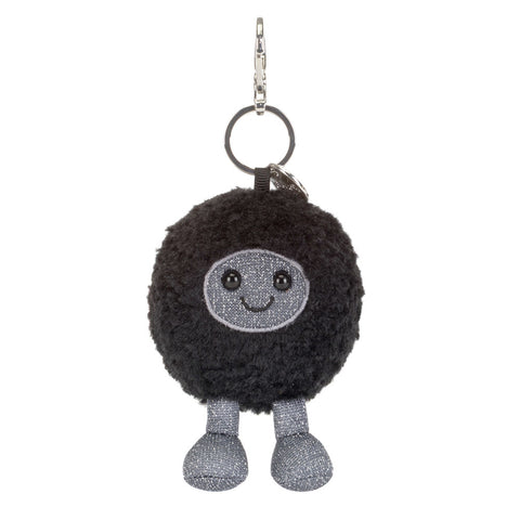 Black blush bag charm with grey face and legs