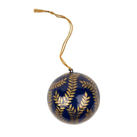 Blue & Gold Leaf Bauble