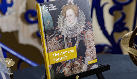 The Armada Portrait book in front of the Tulip stairs a the Queens House