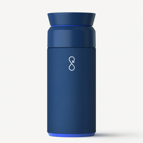 Blue Flask with white logo.