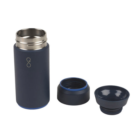 Dark blue flask with lid and cup.