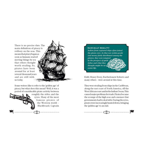 Pages from Buried Treasure book, with text and illustrations.