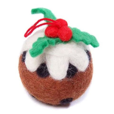 Felted Christmas pudding shaped decoration.