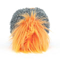 orange and grey plush toy with a tail of orange flames