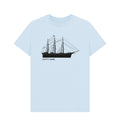 Light blue t-shirt with a black ship graphic and 'Cutty Sark' text 
