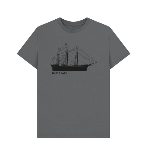 Grey t-shirt with a black ship graphic and 'Cutty Sark' text on 
